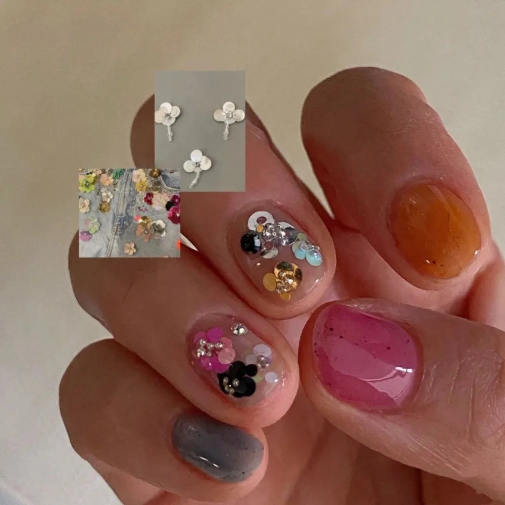 Y2K 12-Grid Polka Dot Glitter Nail Art Sequin Decorations Nail Art Decorations QXL