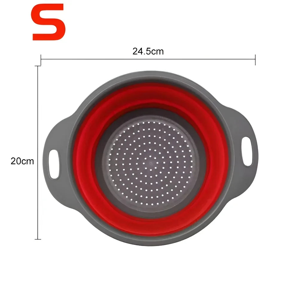 Collapsible Silicone Colander | Foldable Fruit & Veggie Strainer Collapsible Colander QXL S Red 1PC