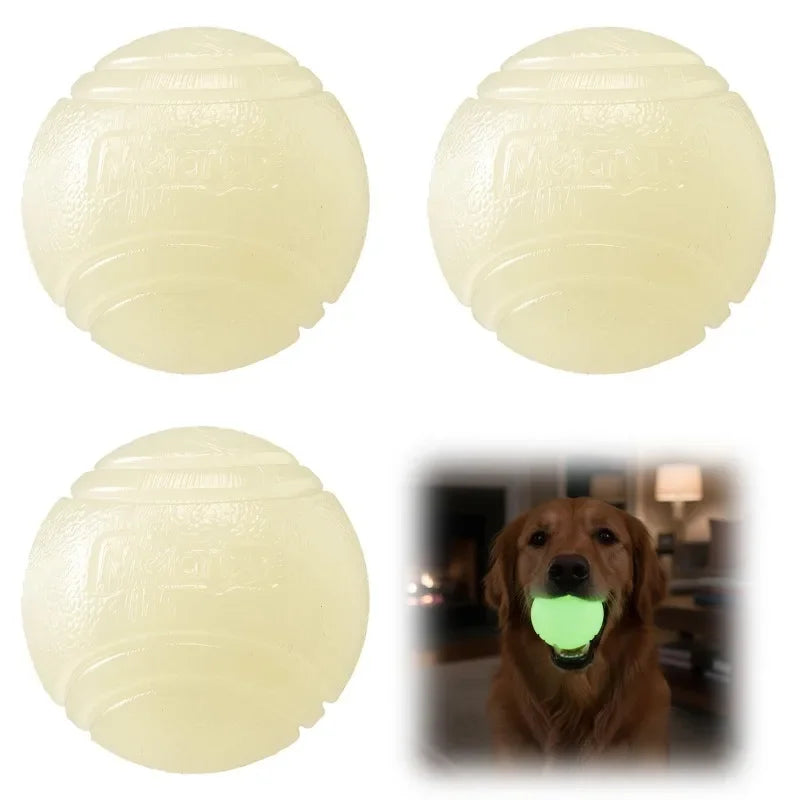 Glow in the Dark Dog Balls | 3-Pack Rubber Chew & Bounce Toy Dog Chew Toy QXL