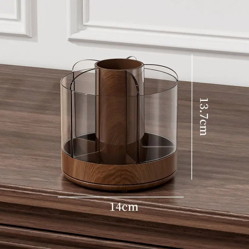 360° Rotating Makeup Organizer | Acrylic Brush & Lipstick Holder Makeup Organizer QXL Dark brown