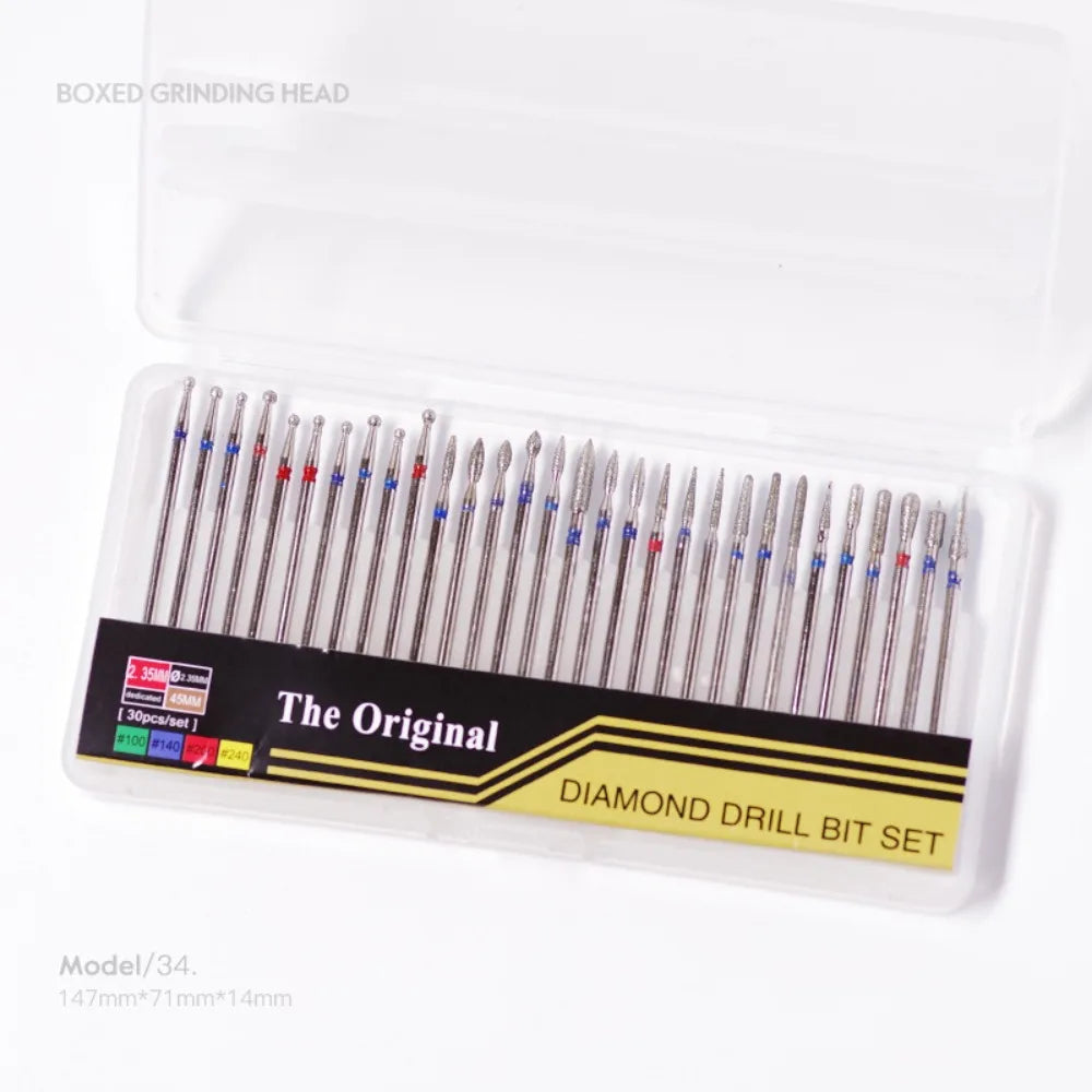 30-Pc Diamond Nail Drill Bits | Cuticle & Callus Tool Set Nail Drill Bit Set QXL B