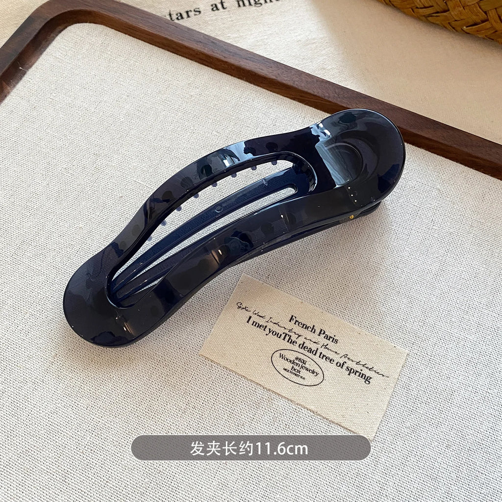 Vintage Duckbill Hair Claw Clip | Flat Back-of-Head Clasp Hair Claw Clip QXL Transparent Blue - R