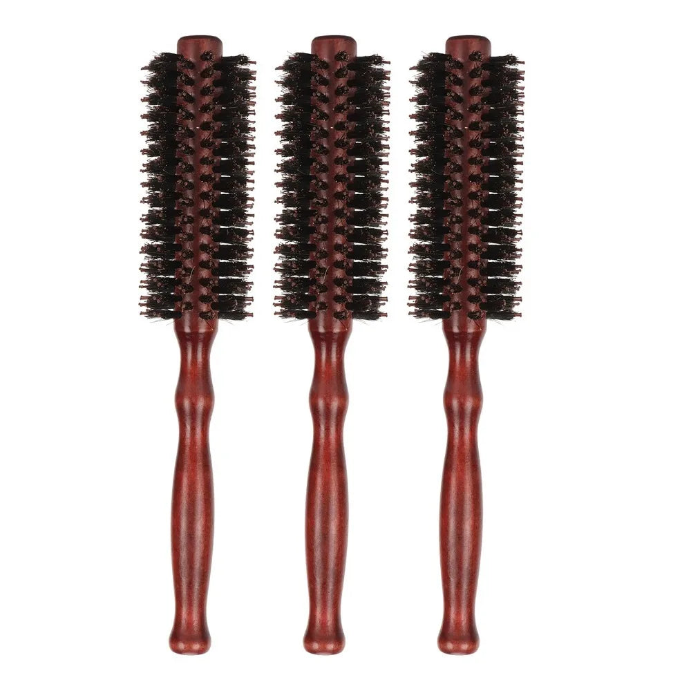 3-Pack Anti-Static Round Hair Brush Set | Wooden Handle Styling Round Hair Brush Set QXL A