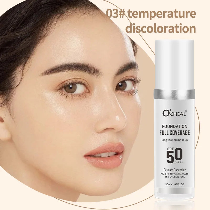 OCHEAL Color-Changing Liquid Foundation | Full Coverage 30ml Liquid Foundation QXL 03 30ml