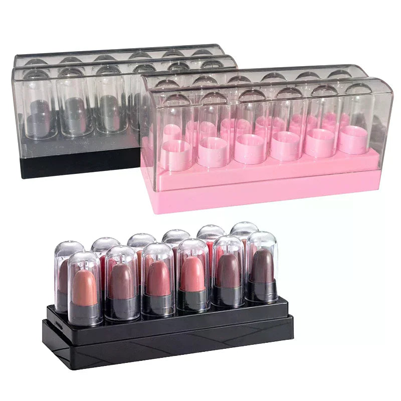 12-Pack Empty Lipstick Tubes & Lip Balm Containers + Storage Box Lipstick Tube Set QXL