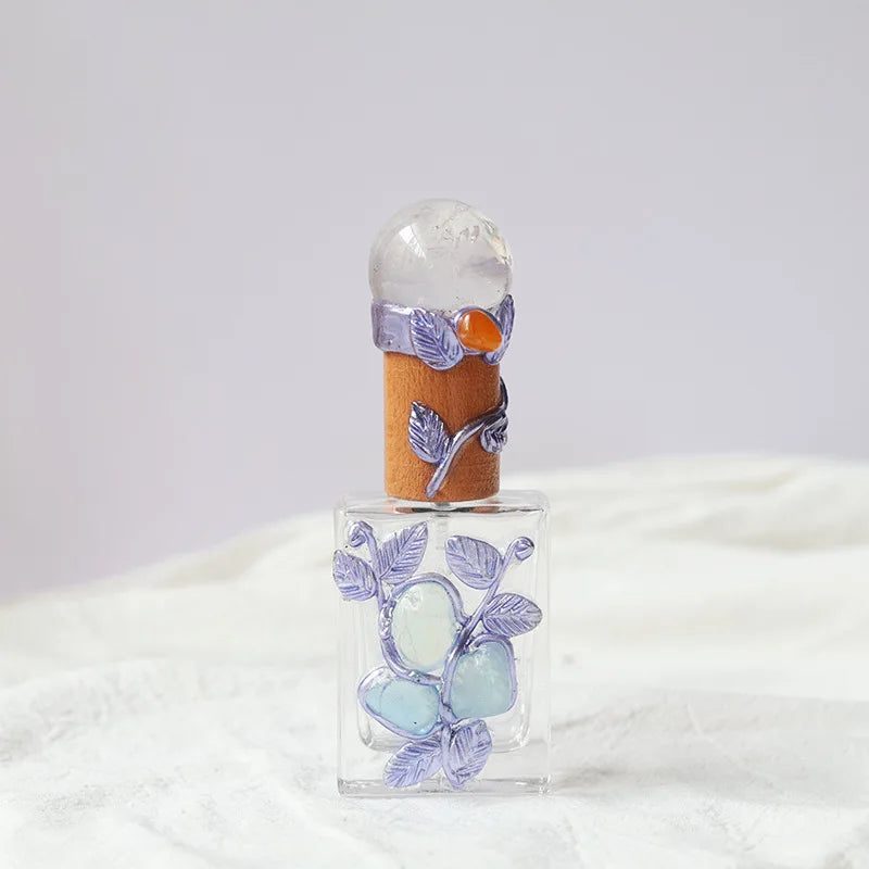 Crystal Topped Refillable Perfume Bottle | Gemstone Accents Decorative Perfume Bottle QXL SKY BLUE