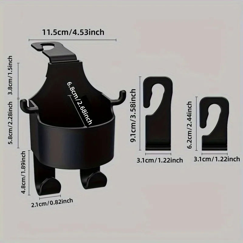 2-in-1 Car Seat Hook | Cup Holder, Phone & Umbrella Stand Car Seat Organizer Hook QXL