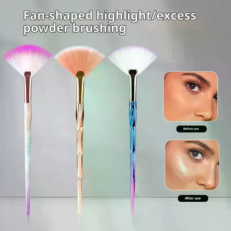 YOVIP Fan Highlighter Brush | Soft Powder & Blush Makeup Tool Fan Makeup Brush QXL