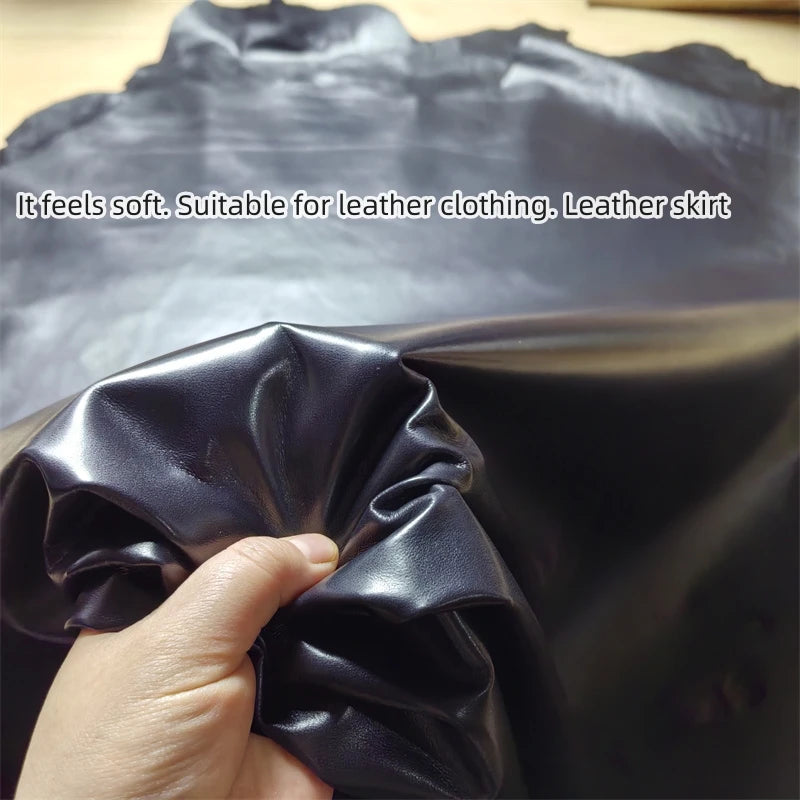 Black First Layer Sheepskin Leather 0.5–0.75mm | Whole Hide Leather Hide Fabric QXL