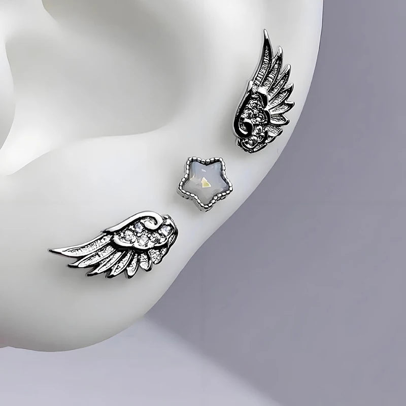 Wings Stud Earrings for Women | Stainless Steel Shiny Stud Earrings QXL