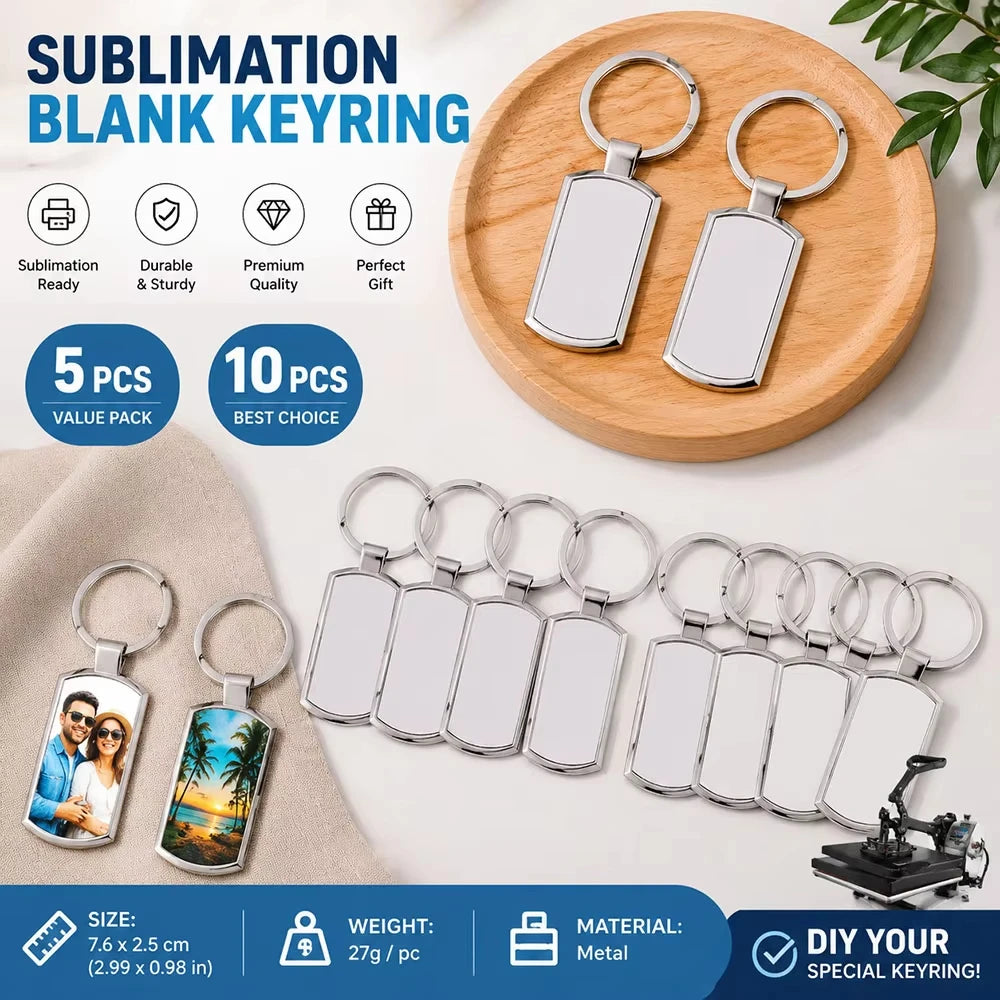Blank Rectangular Metal Keychains | DIY Heat Transfer Key Rings DIY Metal Keychain QXL