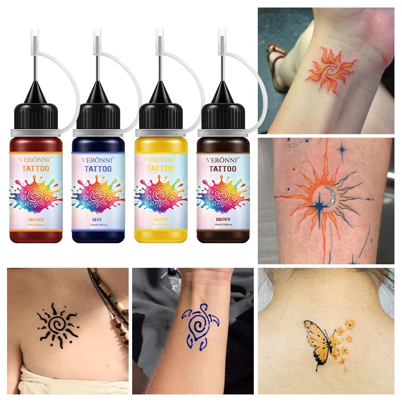 11-Color Waterproof Semi-Permanent Temporary Tattoo Ink 10ml Temporary Tattoo Ink QXL