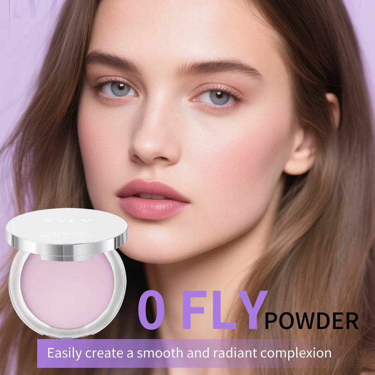 TVLV Lavender Matte Pressed Powder – Oil Control & Full Coverage Pressed Setting Powder QXL
