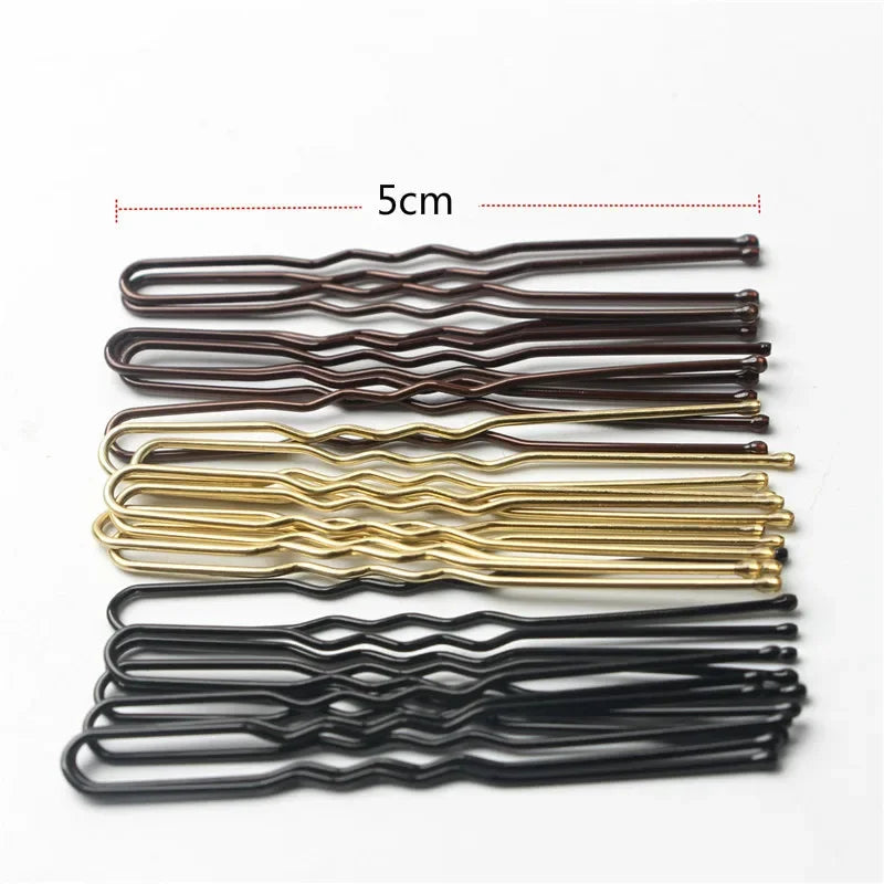50-Pack U-Shaped Wavy Metal Hair Pins | Bobby Pins 5/6/7cm Metal Hair Pins QXL