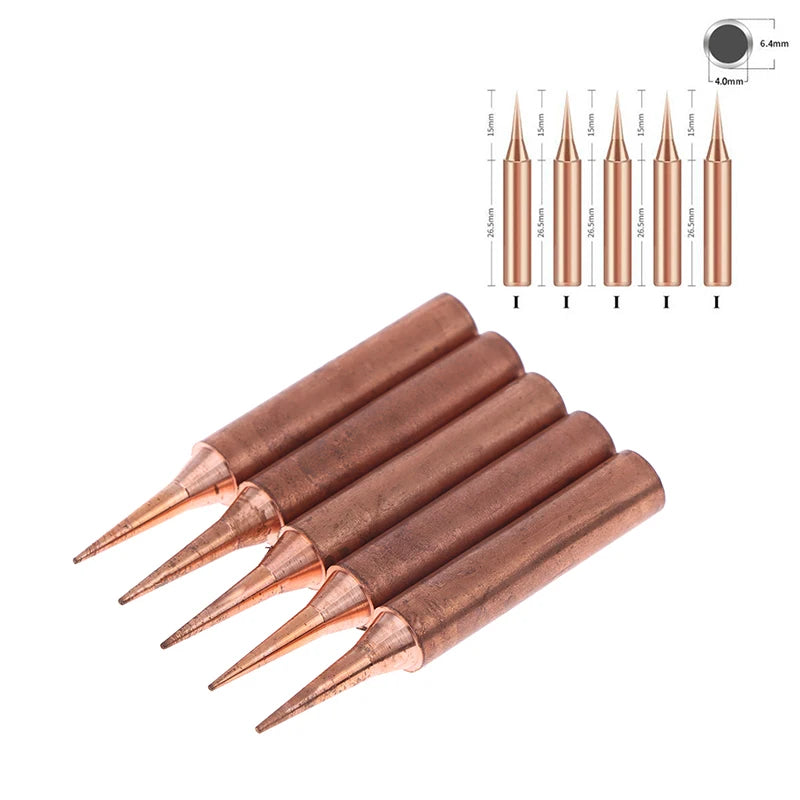 5-Pack 900M-T-B Pure Copper Lead-Free Solder Iron Tips Set Solder Iron Tips QXL A1