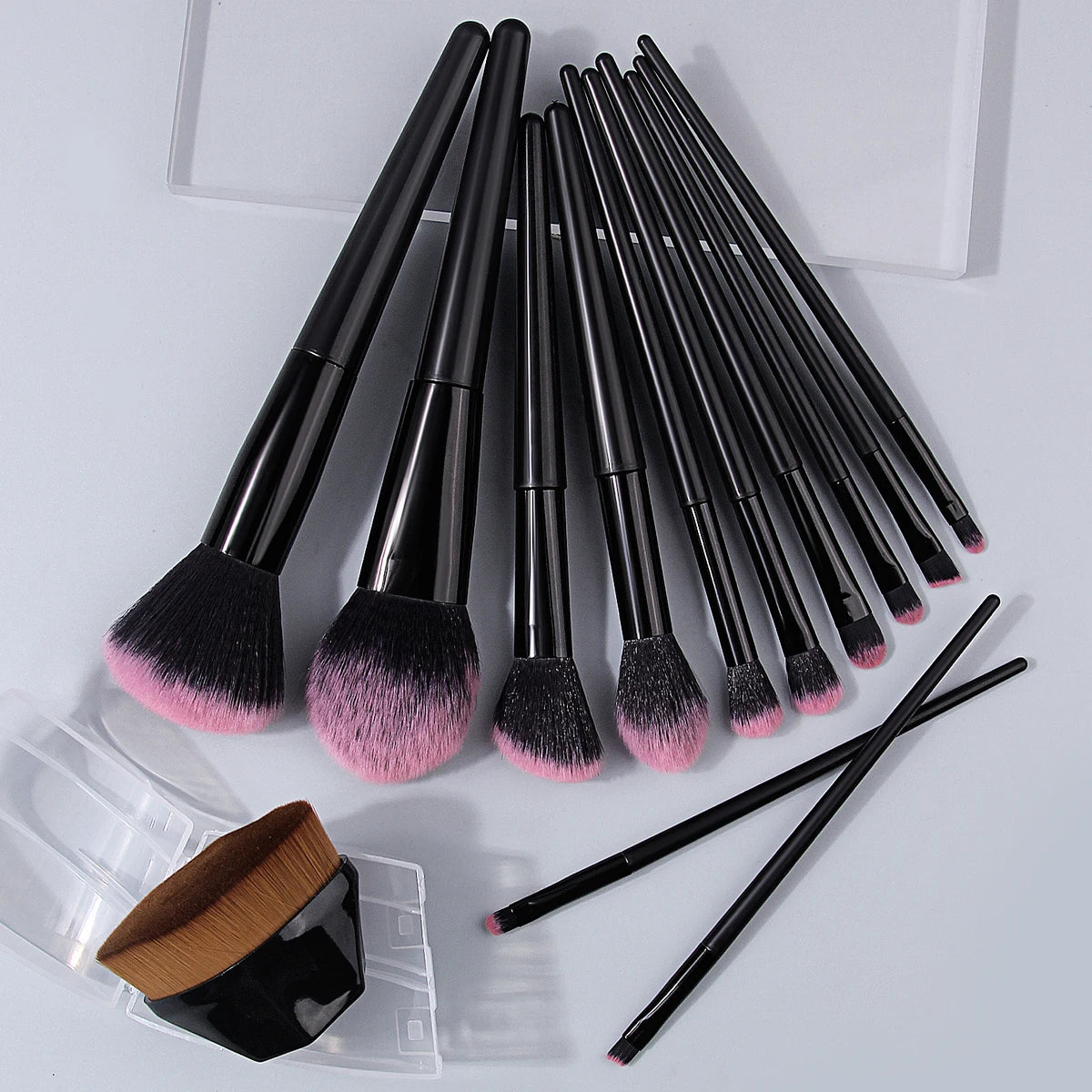 KOSSHOW 13-Pc Black Makeup Brush Set with Box | Full-Face & Eye Makeup Brush Set QXL