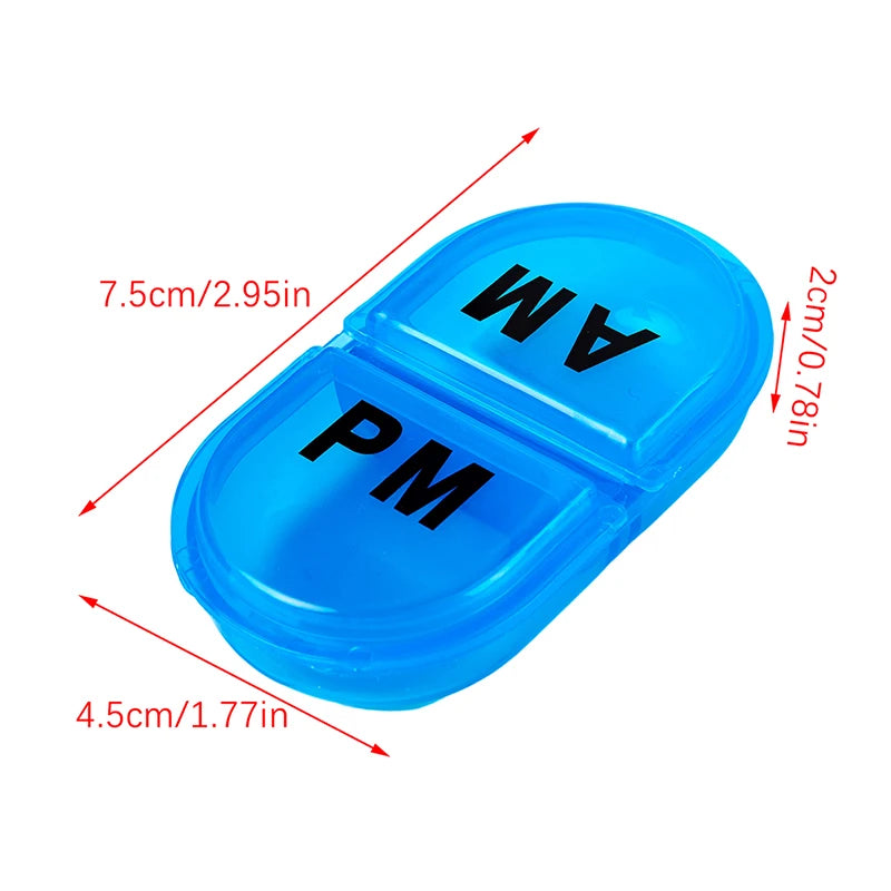 Mini 2-Grid Pill Case | Compact Travel Tablet Organizer Pill Organizer Case QXL