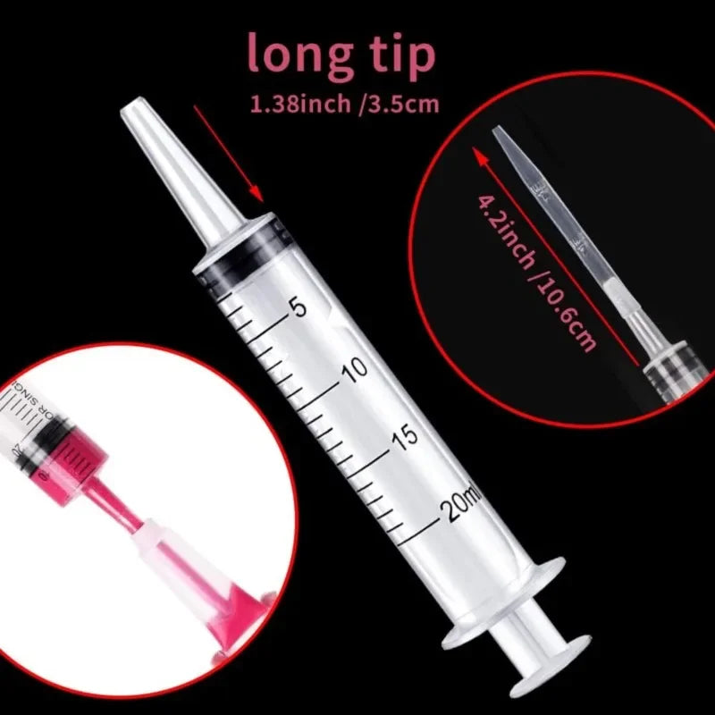 20ml Reusable Plastic Syringes | Hydroponics, Pet & Lab Use Plastic Measuring Syringe QXL