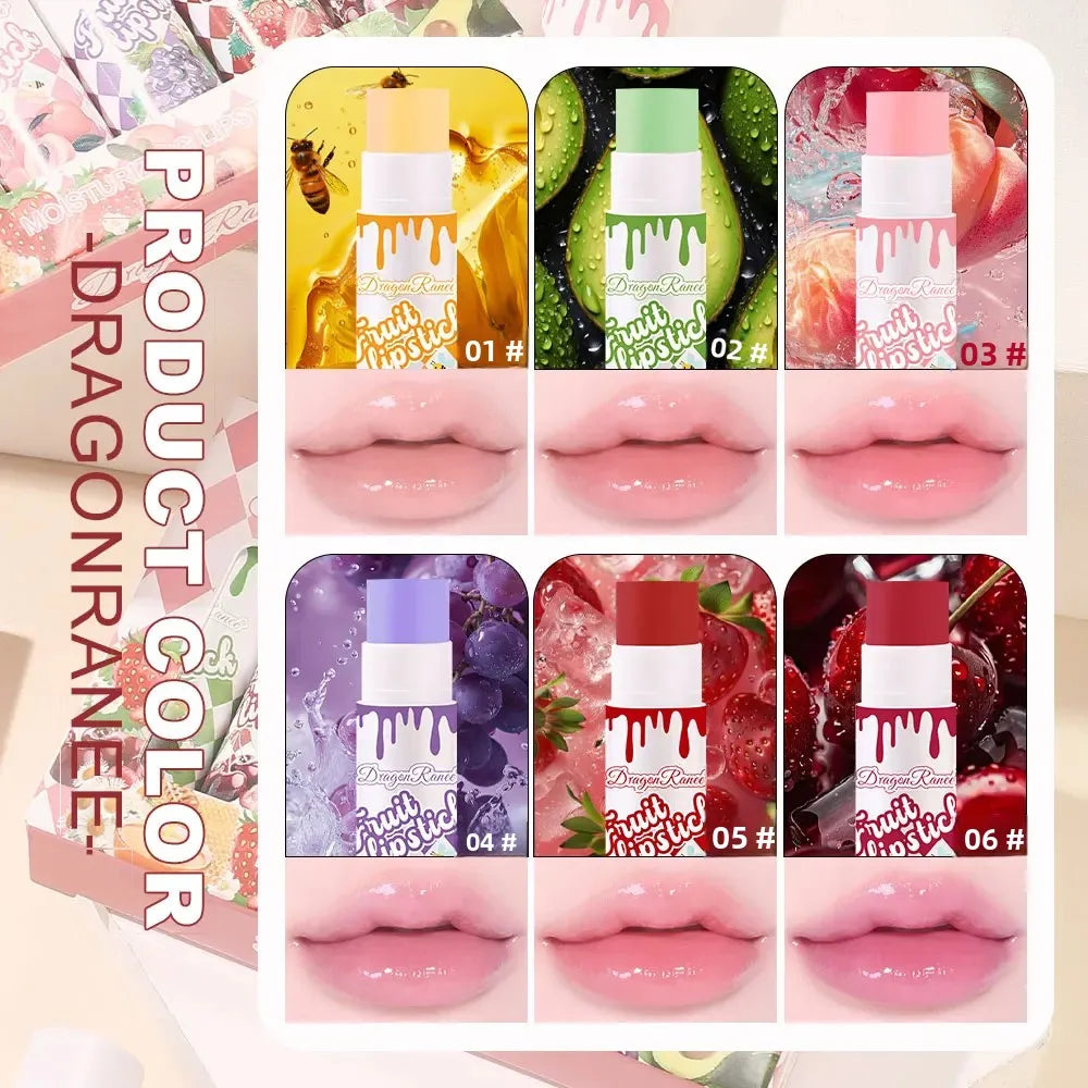 Dragon Ranee Fruit Tinted Lip Balm Set – 6 Glossy Sticks Tinted Lip Balm Set QXL