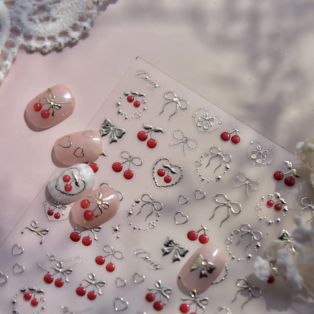 5D Jelly Red Apple Nail Stickers | Kawaii Fruit Decals DIY Nail Art Stickers QXL
