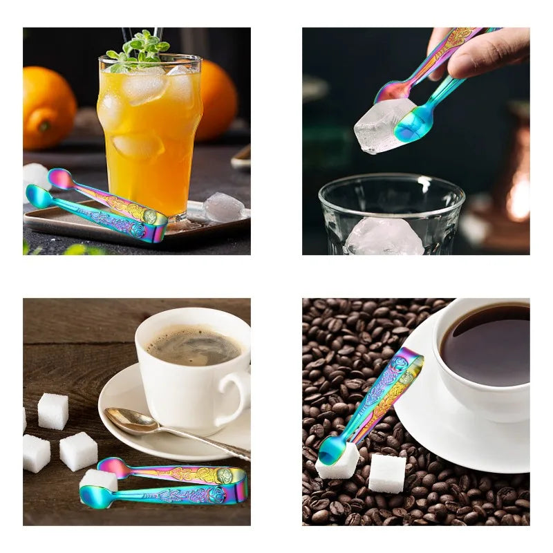 304 Stainless Steel Rose Mini Tongs | Ice & Sugar Cube Clips Kitchen Tongs QXL