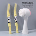 3-Pc Facial Cleansing Brush & Panda Eyebrow Trimmer Set Facial Cleansing Set QXL WHITE