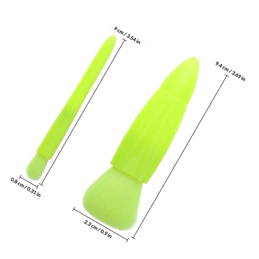 Travel Makeup Brush Set with Mirror Case – 5 Mini Brushes Travel Makeup Brush Set QXL Light Green