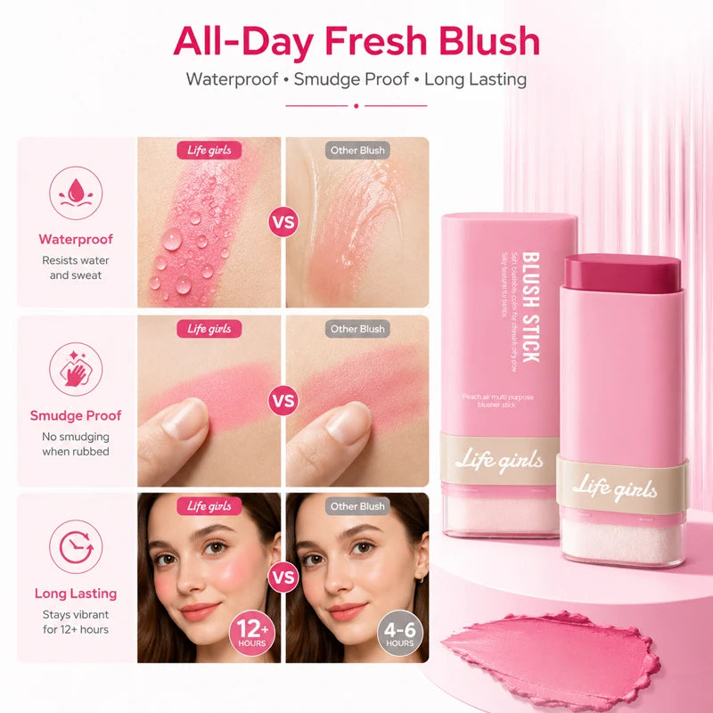3-in-1 Cream Blush Stick | Cheeks Lips Eyes – Dewy Glow Cream Blush Stick QXL
