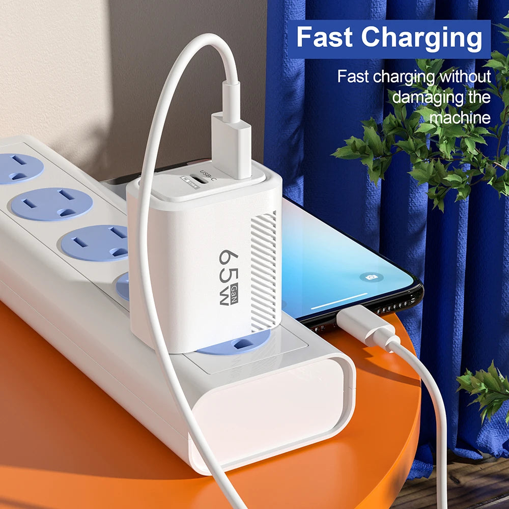 65W GaN USB-C Charger PD 33W QC3.0 | iPhone & Samsung GaN Wall Charger QXL