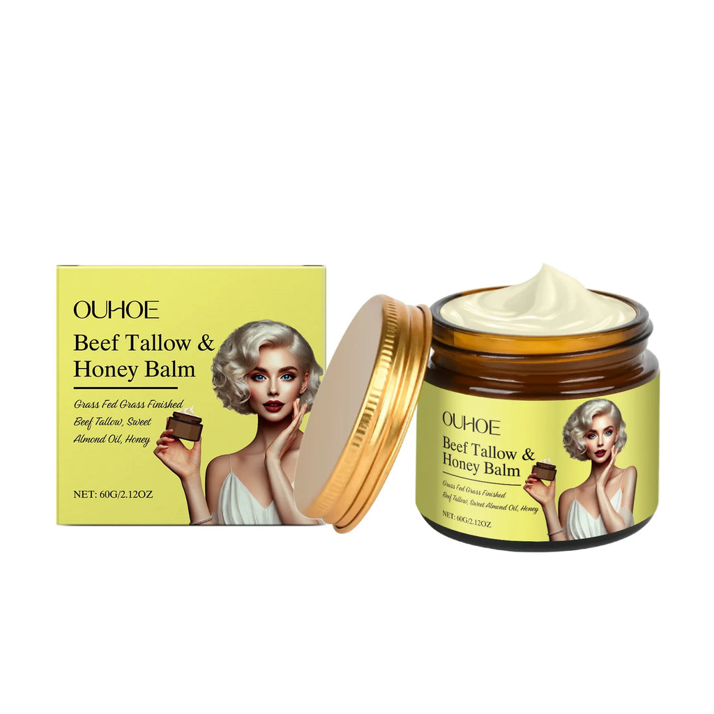 OUHOE Beef Tallow Honey Balm Facial Moisturizer Cream 60g Facial Moisturizer Cream QXL 60g Boxed
