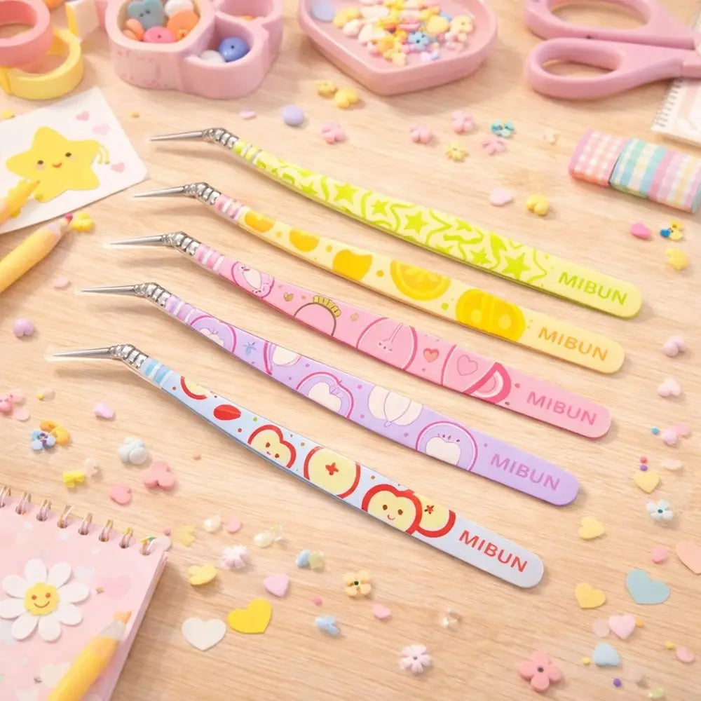 Cartoon Fruit Curved Stainless Steel Lash Extension Tweezers Eyelash Extension Tweezers QXL