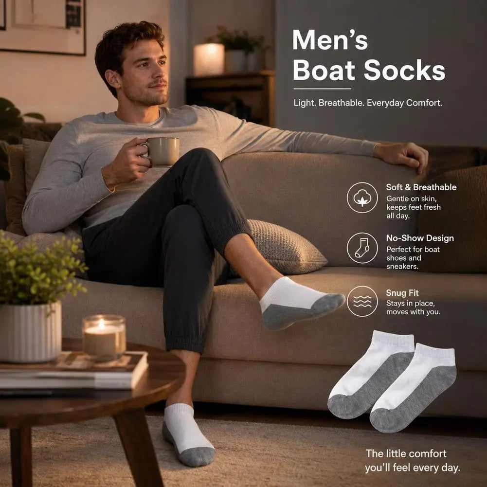 5-Pack Men's Low-Cut Ankle Socks | Breathable Polyester Men's Ankle Socks QXL