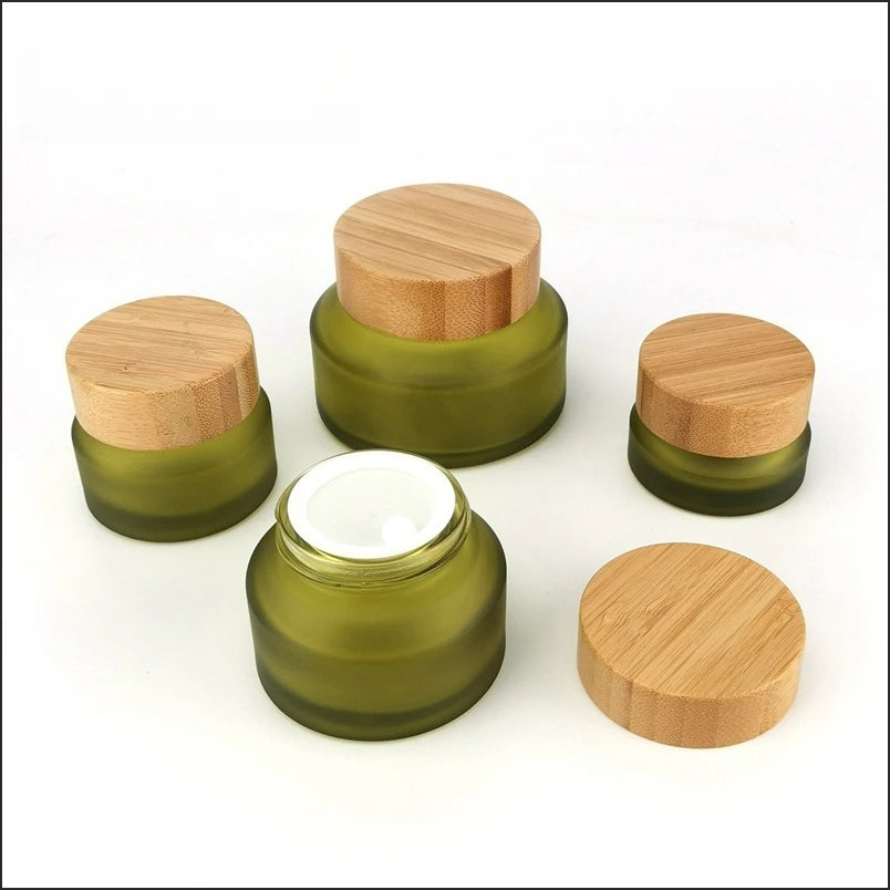 Bamboo Green Glass Refillable Cosmetic Bottles | 10–120ml Refillable Cosmetic Bottle QXL