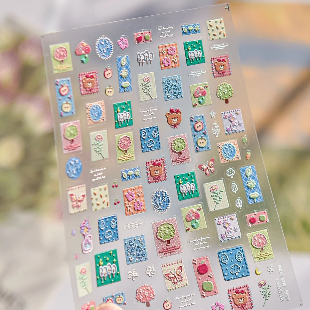 5D Nail Art Stickers – Plaid Bear Butterfly Flower Decals Nail Art Stickers QXL