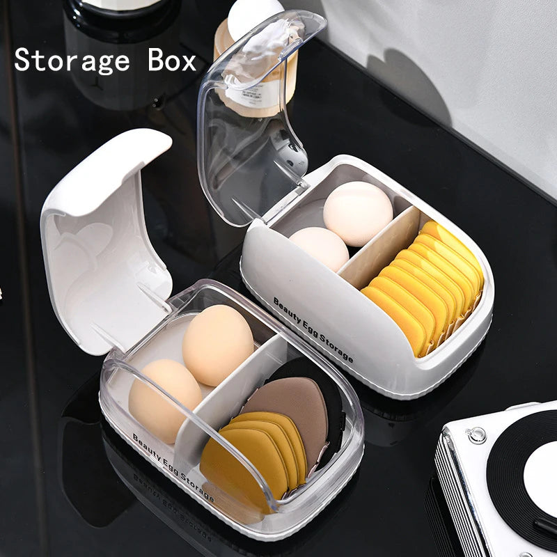 Makeup Sponge & Puff Storage Box – Dustproof Flip Lid Organizer Cosmetic Puff Organizer QXL