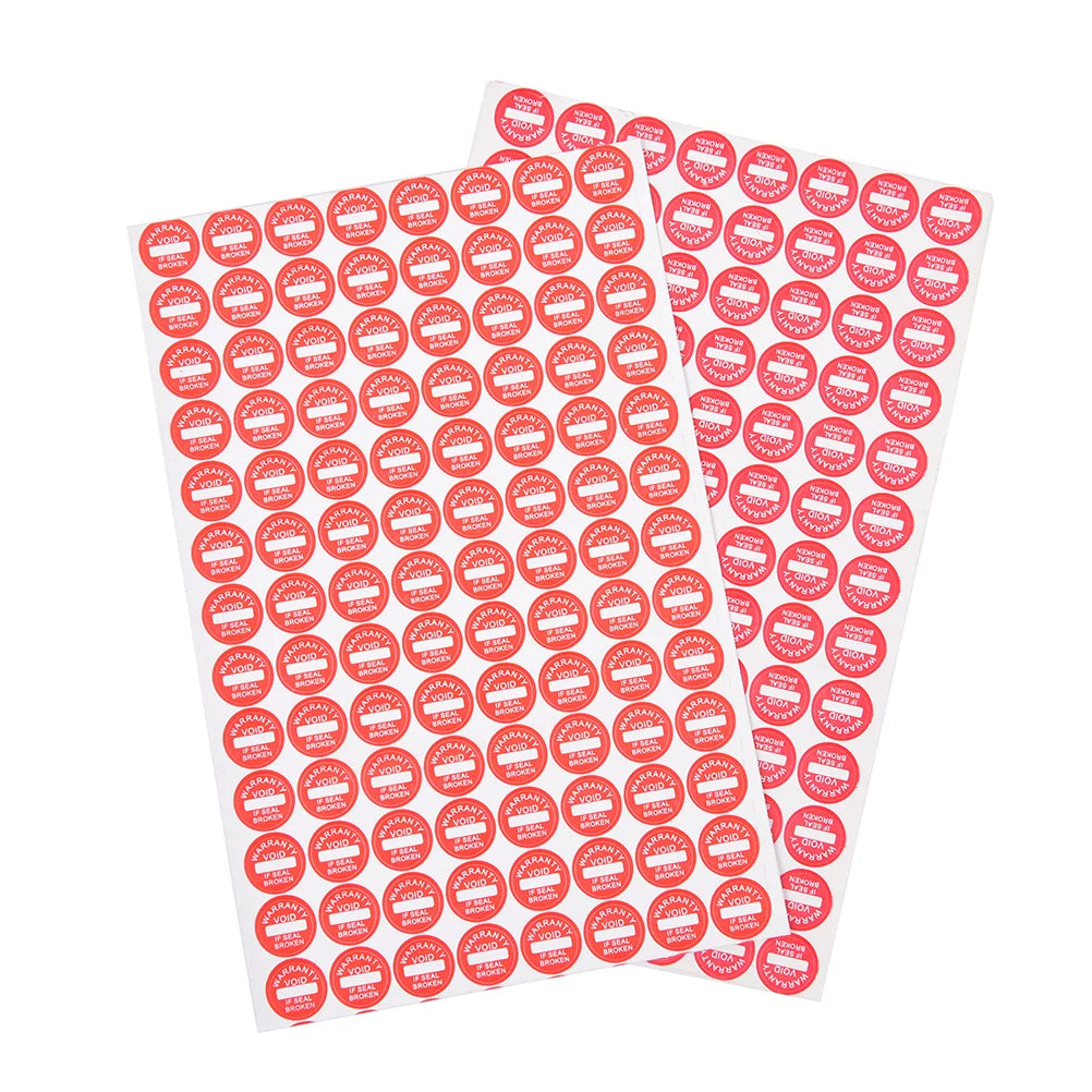 208-Pack 10mm VOID Fragile Warranty Seal Stickers – Red Tamper Evident Labels QXL 2 Sheets