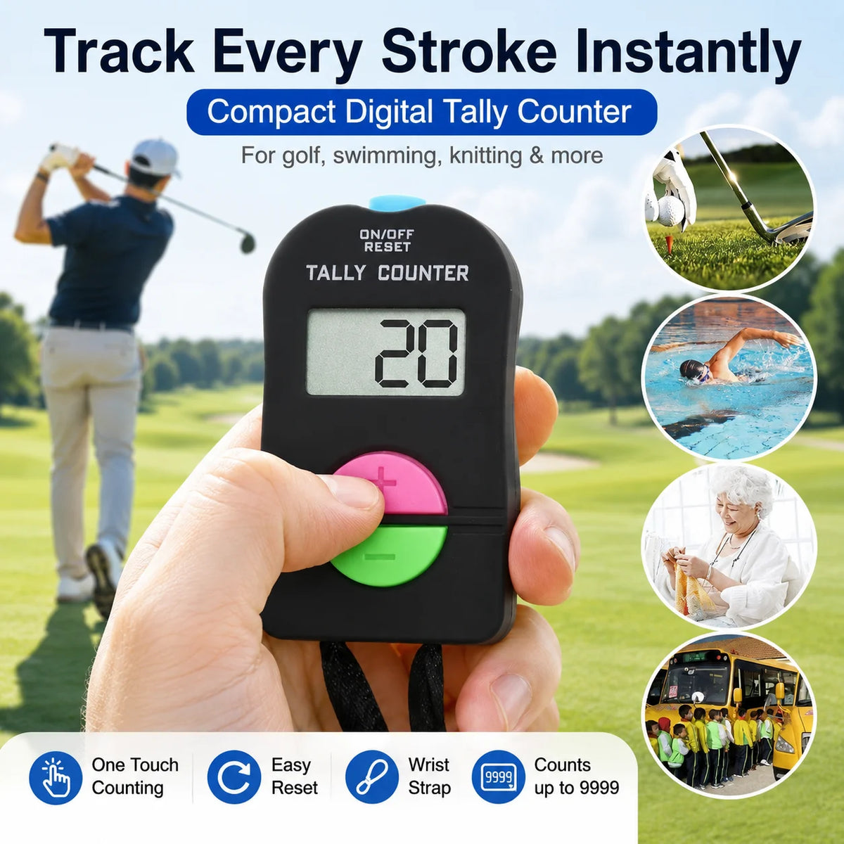 Mini Digital Golf Score Counter | LCD Tally Clicker 1–10 Pack Digital Tally Counter QXL