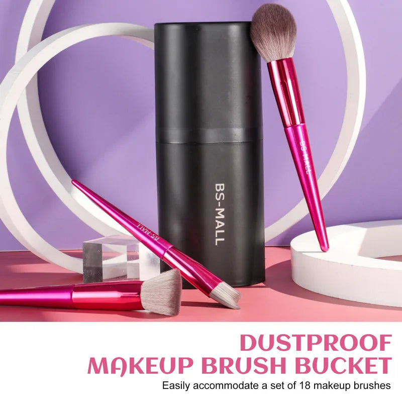 18-Piece Long-Handle Makeup Brush Set | Red Professional Kit Makeup Brush Set QXL
