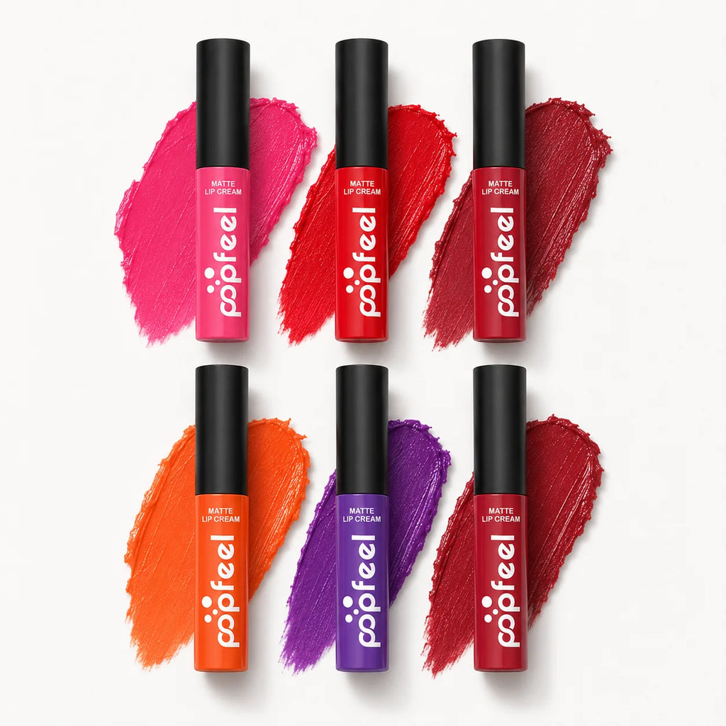 POPFEEL 6-Pc Matte Liquid Lipstick Set | Nude Lip Gloss Matte Liquid Lipstick QXL Default Title