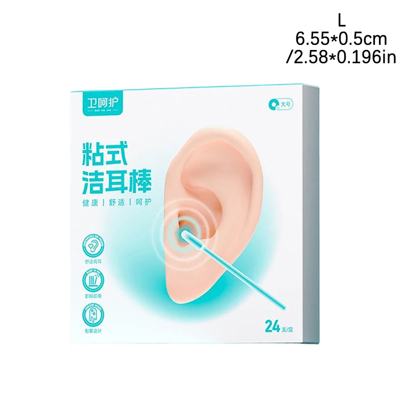 Silicone Sticky Ear Wax Removal Swabs | 24-Pack, S & L Ear Cleaning Swabs QXL L