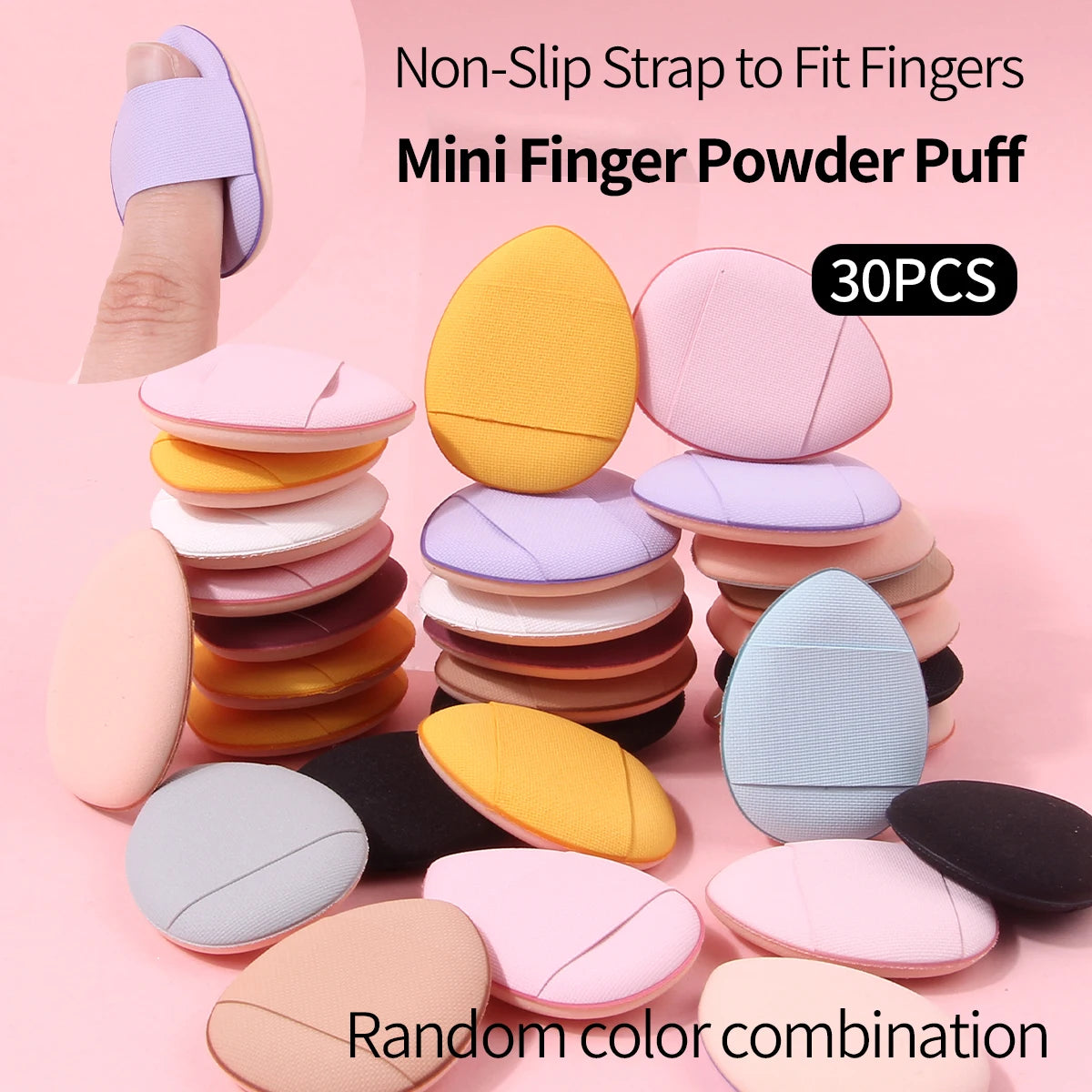 30-Pack Mini Finger Powder Puffs | Non-Slip Makeup Sponge Set Makeup Sponge Puffs QXL 30PCS