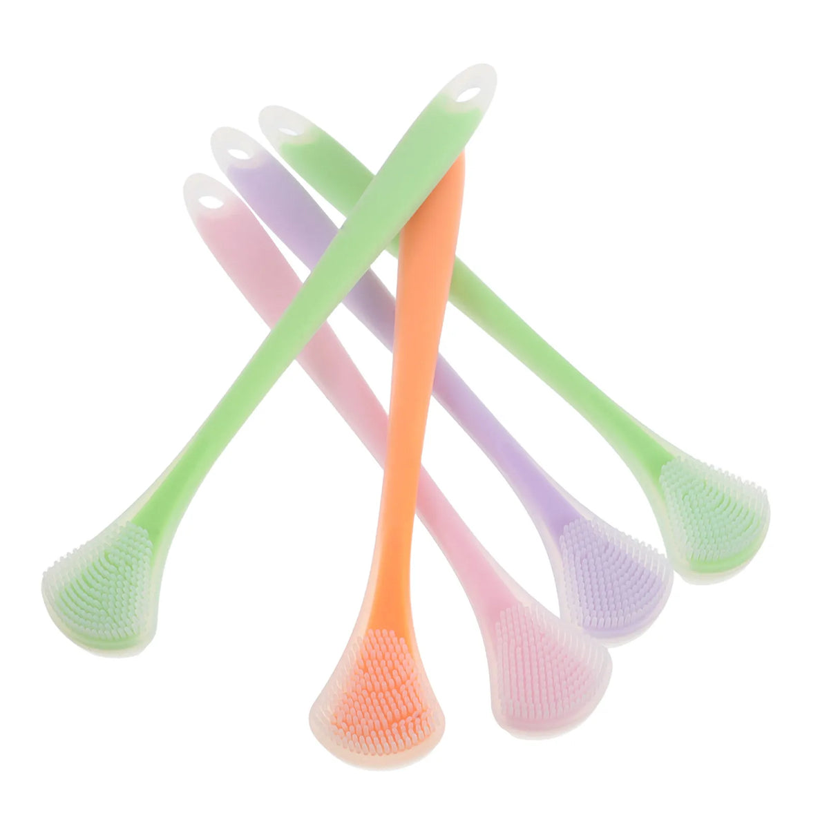 5-Pack Dual-Head Silicone Tongue Scraper & Brush | Oral Care Tongue Scraper Set QXL
