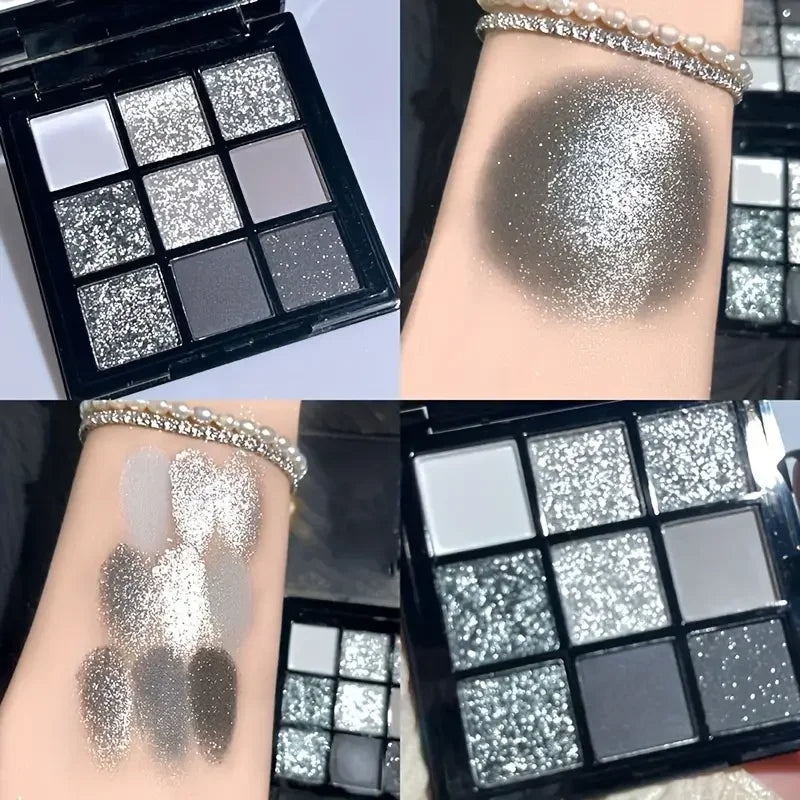 VERONNI Black Swan 9-Color Glitter Smoky Eyeshadow Palette Eyeshadow Palette QXL
