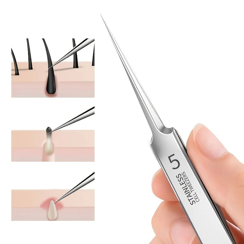 Extra Fine No.5 Blackhead Tweezer | Stainless Steel Skin Tool Facial Extraction Tweezer QXL