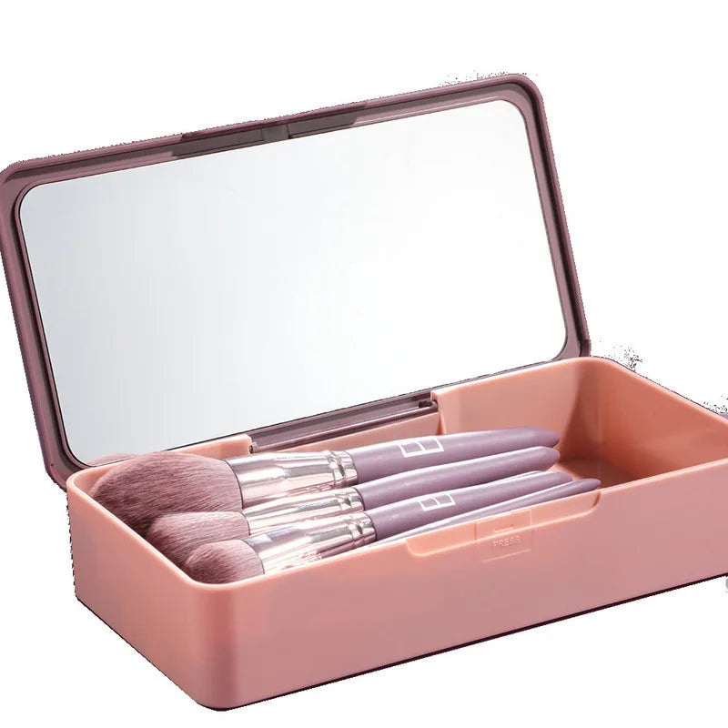 Purple 10-Piece Makeup Brush Set with Mirror Box | Portable Makeup Brush Set QXL