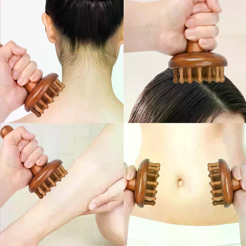 Sandalwood Gua Sha Massage Brush | Body Meridian Massager Gua Sha Massage Brush QXL