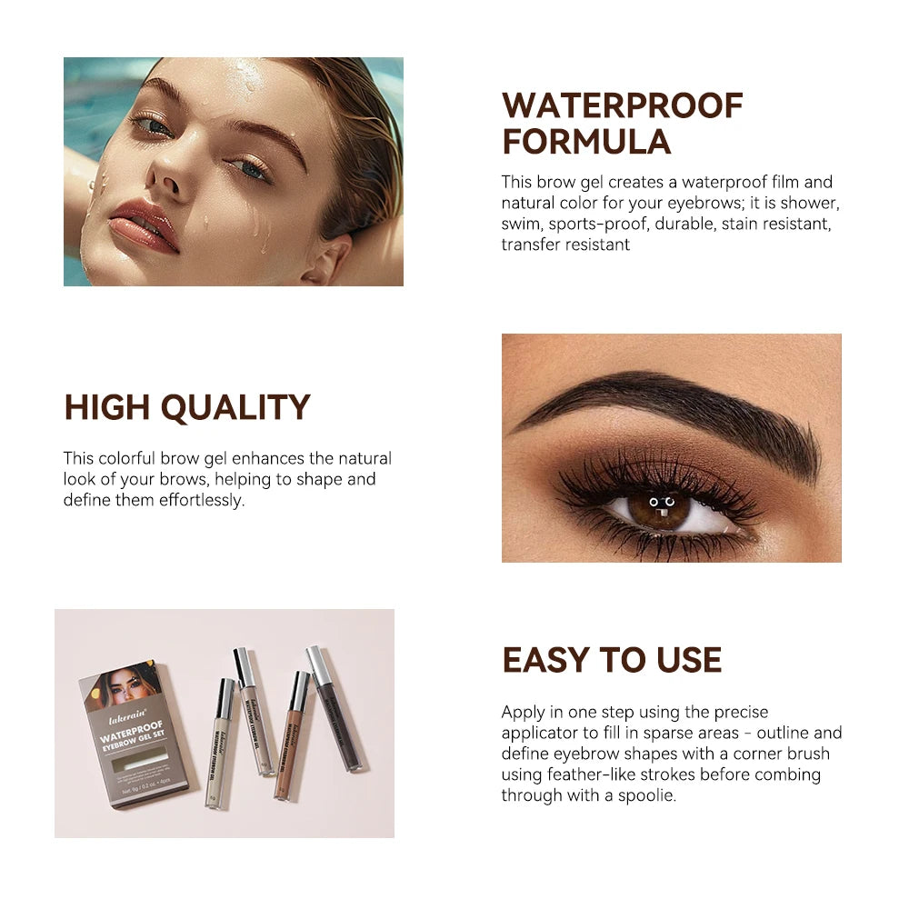 Waterproof Eyebrow Tint Gel | 4 Colors Long-Lasting Brow Definer Eyebrow Tint Gel QXL