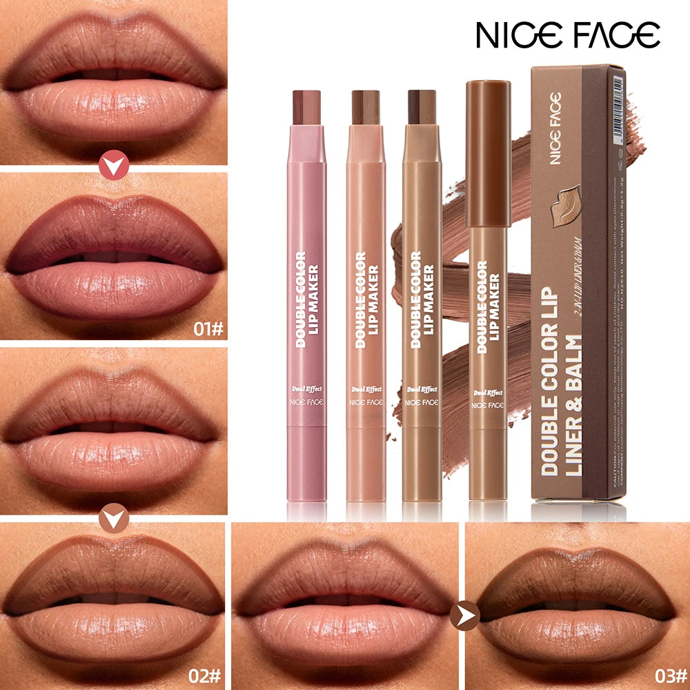 QiBest Dual Matte Lip Liner & Lipstick Pen | Waterproof Nude Dual Lip Liner Pen QXL