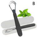 DIKALU Stainless Steel Tongue Scraper for Fresh Breath Tongue Scraper QXL B Black