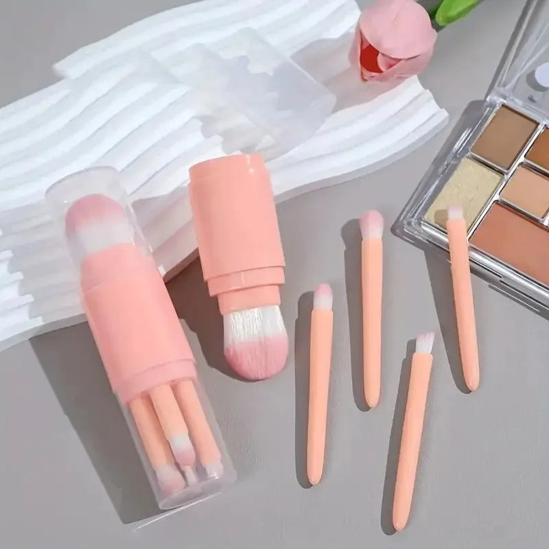 5-in-1 Retractable Mini Makeup Brush Set for Travel & Home Travel Makeup Brush Set QXL